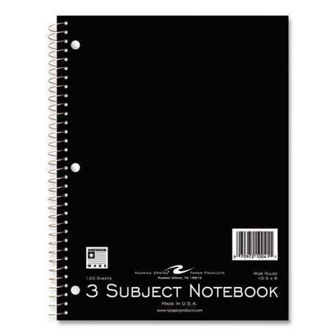 Subject Wirebound Promo Notebook, 3-subject, Wide/legal Rule, Asstorted Cover, (120) 10.5 X 8 Sheets, 24/carton