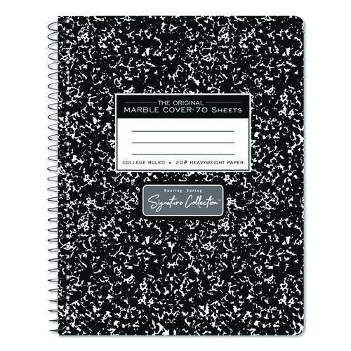 Signature Collection Spiralbound Composition Book, Medium/college Rule, Black Marble Cover, (70) 9.75 X 7 Sheets
