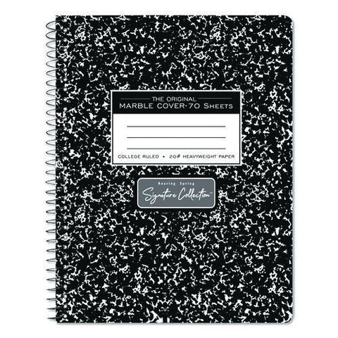 Signature Collection Spiralbound Composition Book, Medium/college Rule, Black Marble Cover, (70) 9.75 X 7 Sheets