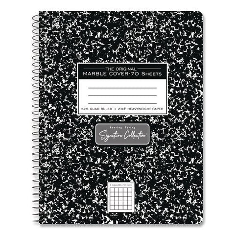 Signature Collection Composition Notebook, Quadrille Rule (5 Sq/in), Black Marble Cover, (70) 9.75 X 7.5 Sheets