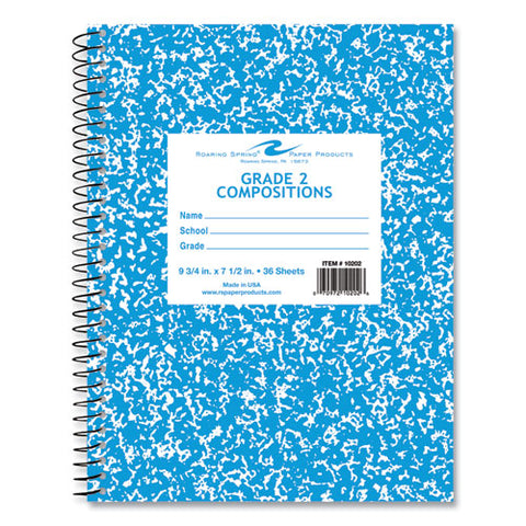 Composition Book, 1-subject, Grade 2 Manuscript Format, Blue Cover, (36) 9.75 X 7.5 Sheets, 48/carton