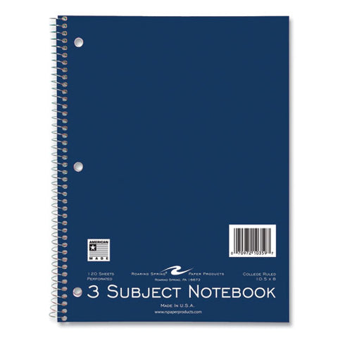 Subject Wirebound Notebook, 3-subject, Medium/college Rule, Assorted Cover, (120) 10.5 X 8 Sheets, 24/carton