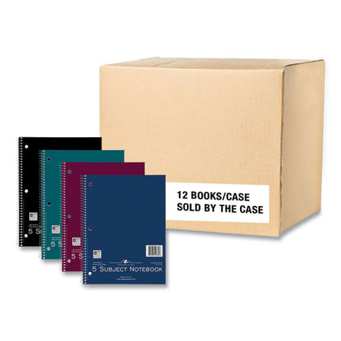 Subject Wirebound Notebook, 5-subject, Medium/college Rule, Assorted Cover, (180) 10.5 X 8 Sheets, 12/carton