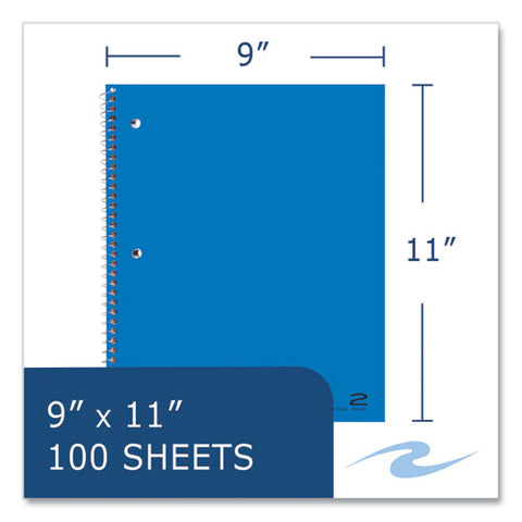 Subject Wirebound Notebook, 2-subject, Medium/college Rule, Assorted Cover, (100) 11 X 9 Sheets, 24/carton