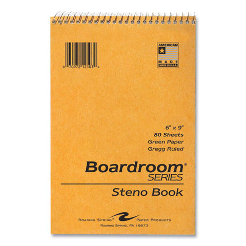 Boardroom Series Steno Pad, Gregg Ruled, Brown Cover, 80 Green 6 X 9 Sheets, 72 Pads/carton