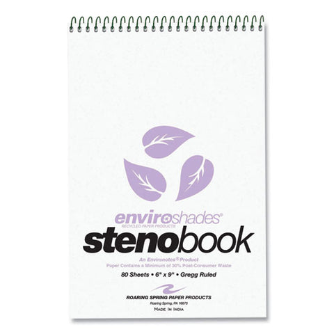 Enviroshades Steno Pad, Gregg Rule, White Cover, 80 Orchid 6 X 9 Sheets, 24 Pads/carton