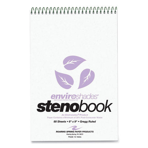 Enviroshades Steno Notepad, Gregg Rule, White Cover, 80 Orchid 6 X 9 Sheets, 4/pack