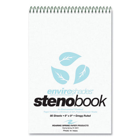 Enviroshades Steno Pad, Gregg Rule, White Cover, 80 Blue 6 X 9 Sheets, 24 Pads/carton