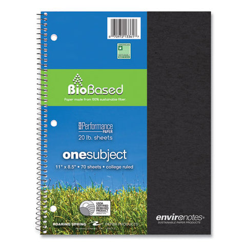 Environotes Biobased Notebook, 1-subject, Medium/college Rule, Randomly Assorted Earthtone Cover, (70) 11 X 8.5 Sheets