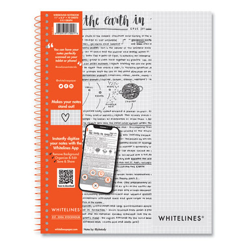 Whitelines Notebook, Quadrille Rule, (5 Sq/in), Gray/orange Cover, (70) 11 X 8.5 Sheets, 12/carton