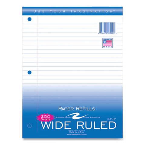 Notebook Filler Paper, 3-hole, 8 X 10.5, Wide/legal Rule, 200/pack