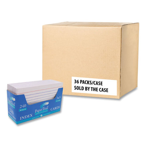 Trayed Index Cards, Narrow Rule, 3 X 5, 240 Cards/tray, 36/carton