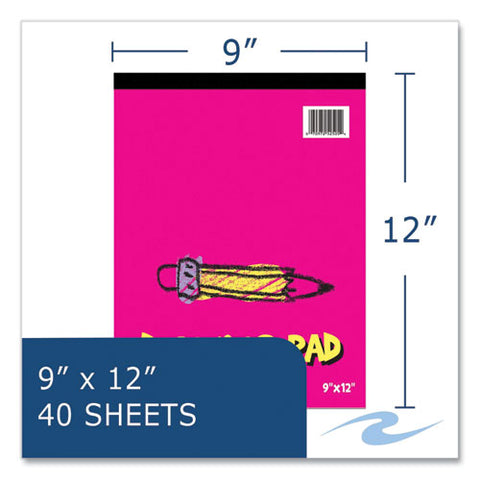 Kids Drawing Pad, 40 White 9 X 12 Sheets, 12/carton