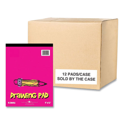 Kids Drawing Pad, 40 White 9 X 12 Sheets, 12/carton