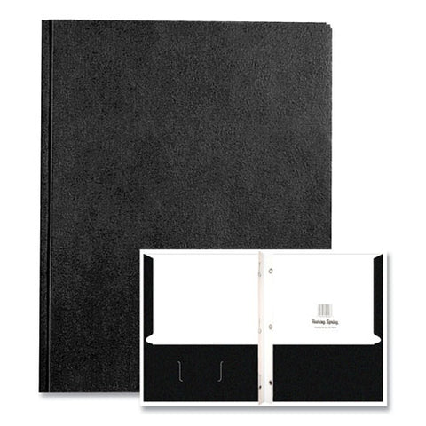 Pocket Folder With 3 Fasteners, 0.5" Capacity, 11 X 8.5, Black, 25/box, 10 Boxes/carton