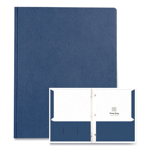 Pocket Folder With 3 Fasteners, 0.5" Capacity, 11 X 8.5, Dark Blue, 25/box, 10 Boxes/carton