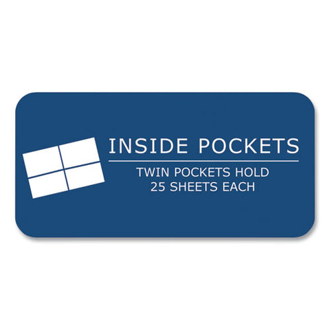 Pocket Folder With 3 Fasteners, 0.5" Capacity, 11 X 8.5, Dark Blue, 25/box, 10 Boxes/carton