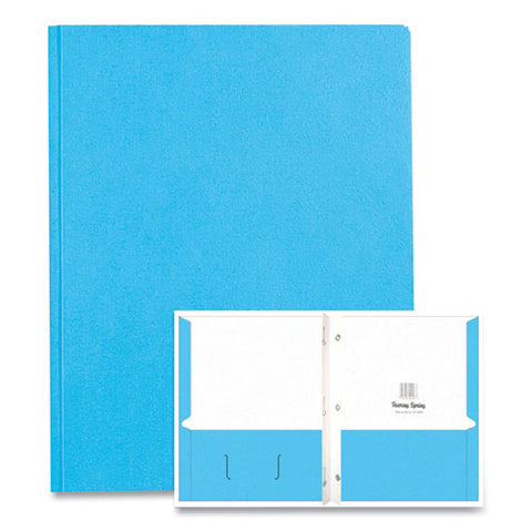 Pocket Folder With 3 Fasteners, 0.5" Capacity, 11 X 8.5, Light Blue, 25/box, 10 Boxes/carton