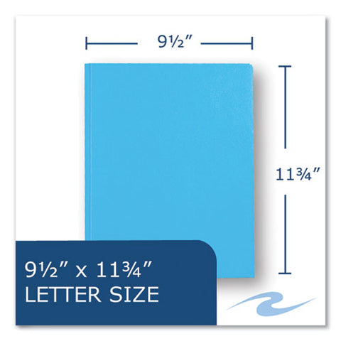 Pocket Folder With 3 Fasteners, 0.5" Capacity, 11 X 8.5, Light Blue, 25/box, 10 Boxes/carton