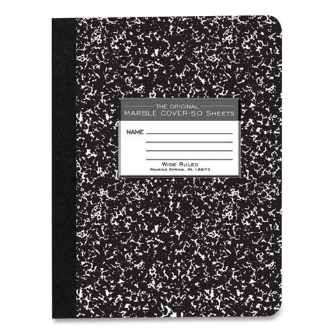 Marble Cover Composition Book, Taped Binding, Wide/legal Rule, Black Marble Cover, (50) 9.75 X 7.5 Sheets