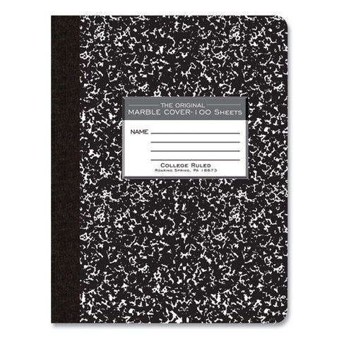 Hardcover Marble Composition Book, Med/college Rule, Black Marble Cover, (100) 9.75 X 7.5 Sheets, 24/carton