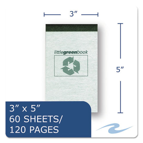 Environotes Little Green Notepad, Gray Cover, Wide/legal Rule, (60) White 3 X 5 Sheets