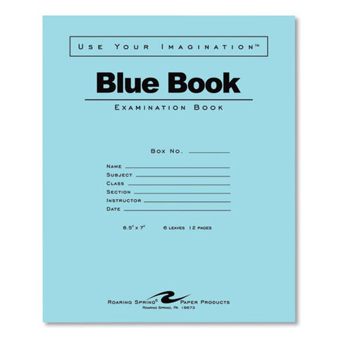 Examination Blue Book, Wide/legal Rule, Blue Cover, (6) 8.5 X 7 Sheets, 1,000/carton