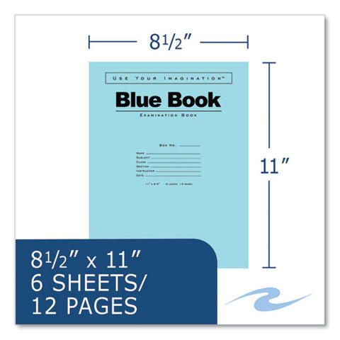 Examination Blue Book, Wide/legal Rule, Blue Cover, (6) 11 X 8.5 Sheets, 500/carton