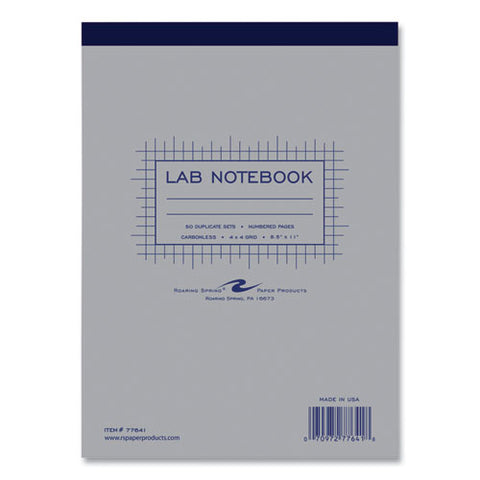 Lab And Science Carbonless Notebook, Quad Rule (4 Sq/in), Gray Cover, (100) 8.5 X 11 Sheets, 24/carton