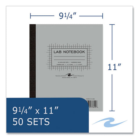 Lab And Science Carbonless Notebook, Quad Rule (4 Sq/in), Gray Cover, (100) 11x9.25 Sheets, 12/carton