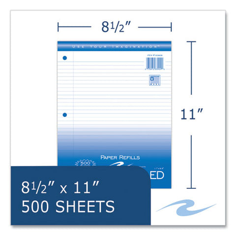 Loose Leaf Paper, 8.5 X 11, 3-hole Punched, College Rule, White, 500 Sheets/pack, 5 Packs/carton