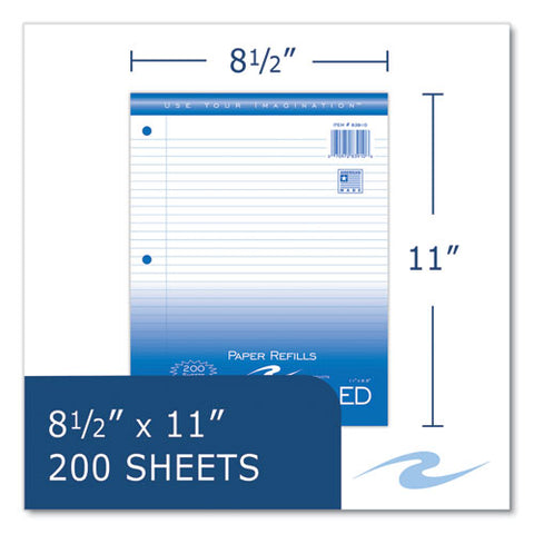 Loose Leaf Paper, 8.5 X 11, 3-hole Punched, College Rule, White, 200 Sheets/pack, 24 Packs/carton