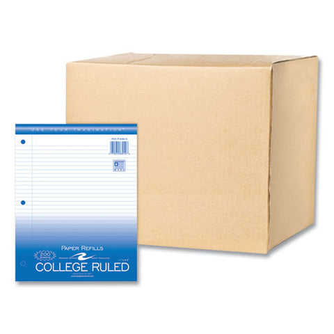 Loose Leaf Paper, 8.5 X 11, 3-hole Punched, College Rule, White, 200 Sheets/pack, 24 Packs/carton