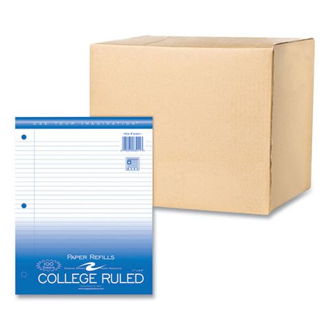 Loose Leaf Paper, 8.5 X 11, 3-hole Punched, College Rule, White, 100 Sheets/pack, 48 Packs/carton