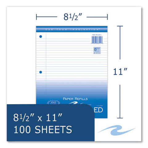 Notebook Filler Paper, 3-hole, 8.5 X 11, College Rule, 100/pack