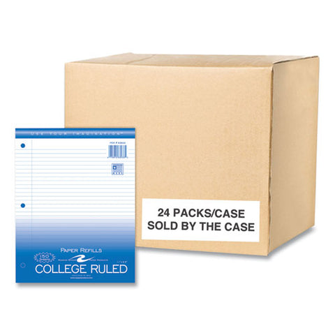 Loose Leaf Paper, 8.5 X 11, 3-hole Punched, College Rule, White, 150 Sheets/pack, 24 Packs/carton