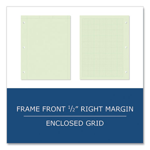 Engineer Pad, (0.5" Margins), Quad Rule (5 Sq/in, 1 Sq/in) 100 Light Green 8.5 X 11 Sheets/pad, 24/carton