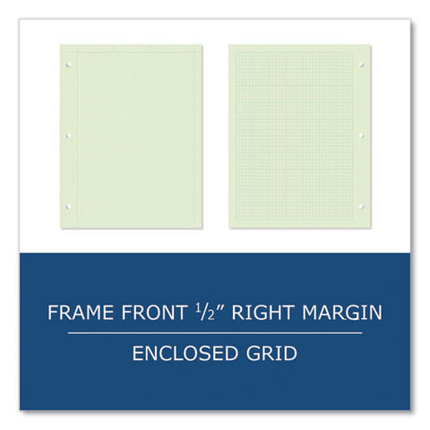 Engineer Pad, (0.5" Margins), Quad Rule (5 Sq/in, 1 Sq/in), 200 Light Green 8.5 X 11 Sheets/pad, 12/carton