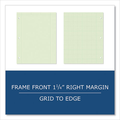 Engineer Pad, (1.25" Margin), Quad Rule (5 Sq/in, 1 Sq/in), 100 Light Green 8.5 X 11 Sheets/pad, 24/carton