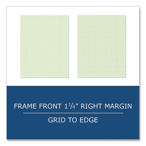 Engineer Pad, (1.25" Margin), Quad Rule (5 Sq/in, 1 Sq/in), 200 Light Green 8.5 X 11 Sheets/pad, 12/carton