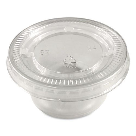 Portion Cups With Lids, 2 Oz, Clear, 100/pack, 25 Packs/carton