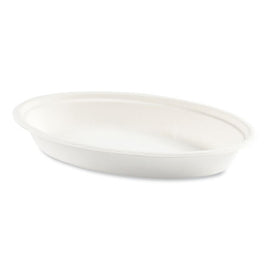 Bagasse Dinnerware, Oval Bowl, Sugarcane, 24 Oz, White, 250/carton