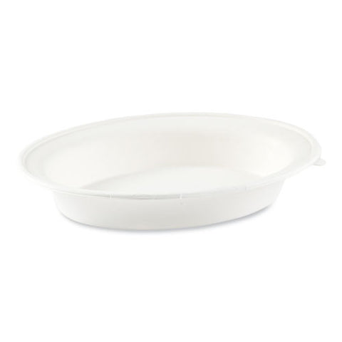 Bagasse Dinnerware, Oval Bowl, Sugarcane, 32 Oz, White, 250/carton