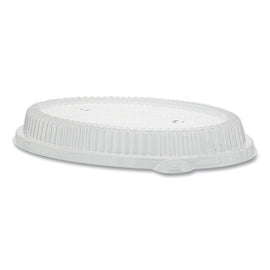24 Oz Oval Food Container Lid, Fits 24 Oz Oval Bagasse Bowl, Clear, Plastic, 125/pack, 2 Packs/carton