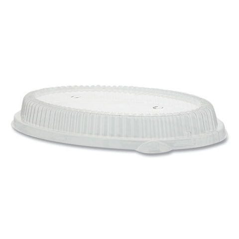 24 Oz Oval Food Container Lid, Fits 24 Oz Oval Bagasse Bowl, Clear, Plastic, 125/pack, 2 Packs/carton