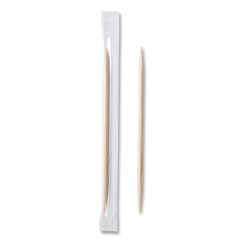 Mint Cello-wrapped Wood Toothpicks, 2.5", Natural, 1,000/box, 15 Boxes/carton