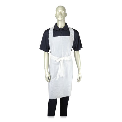 Heavyweight Poly Aprons, 28 X 46, 1.77 Mil, One Size Fits All, White, 500/carton