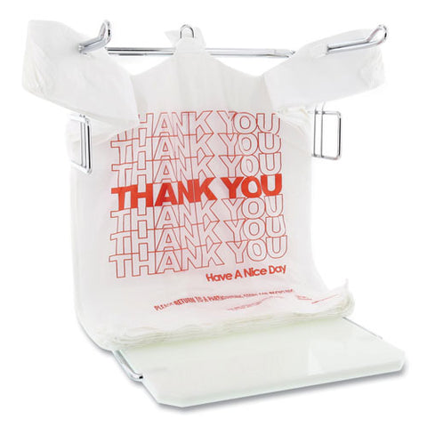 Thank You Bags, Thank You - Have A Nice Day Labeling, Cut-out Handles, 13" X 23" X 23", White/red, 1,000/carton