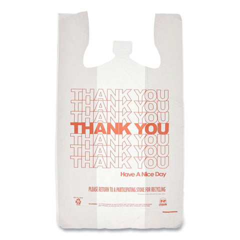 Thank You Bags, Thank You - Have A Nice Day Labeling, Cut-out Handles, 13" X 23" X 23", White/red, 1,000/carton