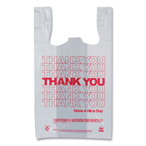 Thank You Bags, Thank You - Have A Nice Day Labeling, Cut-out Handles, 11.5" X 6.5" X 20", White/red, 775/carton